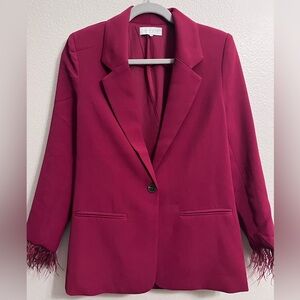 Feather cuffed blazer